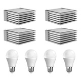 Pack 4 Aplique Pared Plástico Bidireccional Exterior Luz Día Fría 12w Lámpara Led Color Blanca 6500k Color Plata