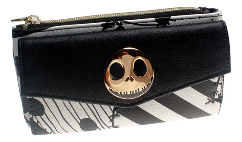 Cartera Monedero Jack Skellington Negro Blanco De Halloween 