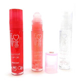 Set 3 Unidades Brillo Labial Glitter Roll On A Bolilla Love 