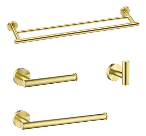 Kit De Acessórios Inox Para Banheiro - Dourado Escovado