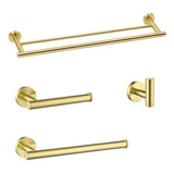 Kit De Acessórios Inox Para Banheiro - Dourado Escovado