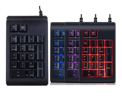 Mini Teclado Teclado Numérico Usb Negro Led 19 Teclas