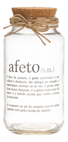 Pote De Vidro 750ml Hermético Organizador Decorado Afeto