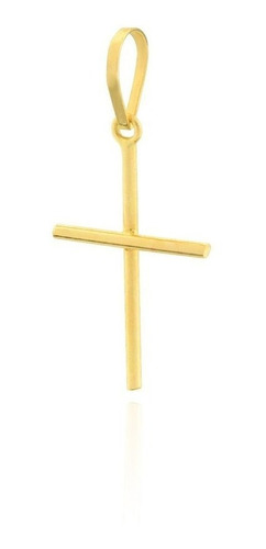 Pingente Cruz Crucifixo Palito Ouro Puro 18k 