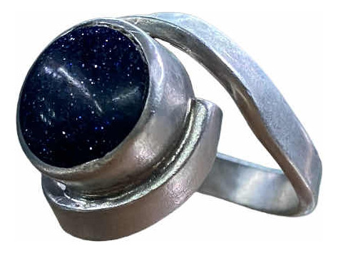 Anillo De Plata 950 Con Piedra Azul