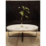 Mesa De Living 120x60cm. Marmol Blanco Carrara Base Cromo