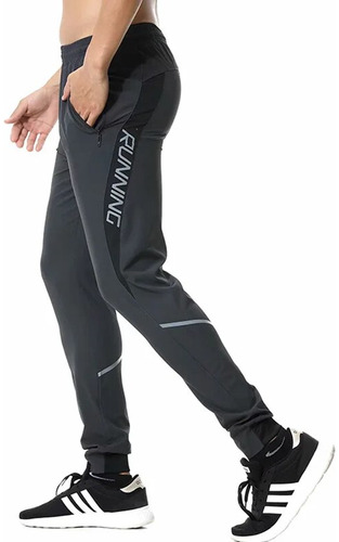 Pantalones Para Correr Con Cremallera Reflectante Para Hombr