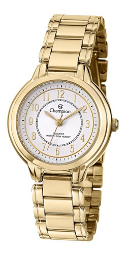 Relógio Pequeno Original Feminino Champion Dourado Cn28231h Cor Do Fundo Branco