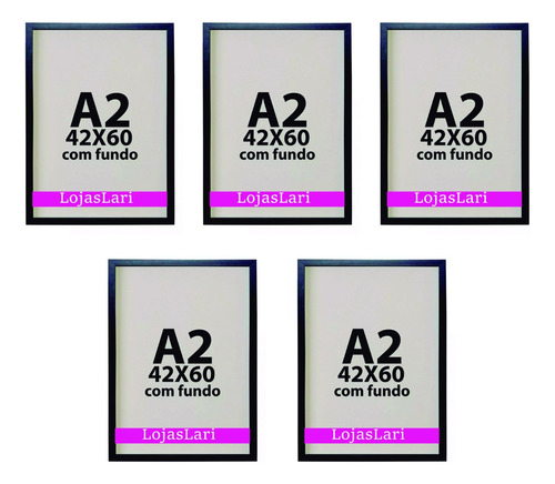 Kit 5 Moldura Quadro A2 42x60 Imagens Poster Certificado