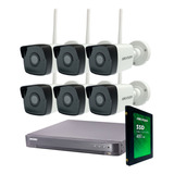 Kit Seguridad Hikvision Dvr 8 + 6 Camaras Wifi 2mp + Disco