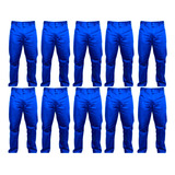 Kit 10 Calça Brim 1/2 Elást Azul Roya Uniforme Profissional 