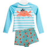 Kit Infantil Camisa Manga Longa + Sunga Praia Piscina Uv 50+