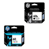 Kit Cartuchos Hp 60b Preto E Hp 60 Color Originais