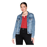 Campera Jeans Cenitho Mujer Azul Clasico Nevado Elastizado