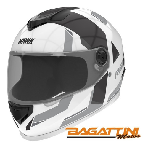 Casco Integral Hawk Rs1f Blanco Negro Bagattini Motos