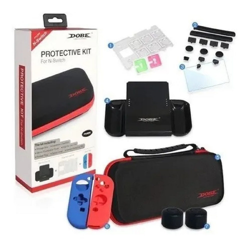 Kit Protector Nintendo Switch Bolso Lámina Grip Case Joy Con