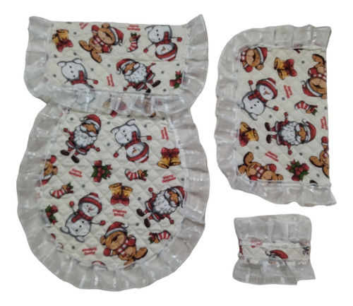 Juego De Baño Navideño 4 Piezas Funda Inodoro Decora Navidad