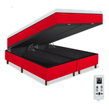 Colchão Magnético Queen Bio Massageador Cromo + Cama Box Bau Cor Vermelho