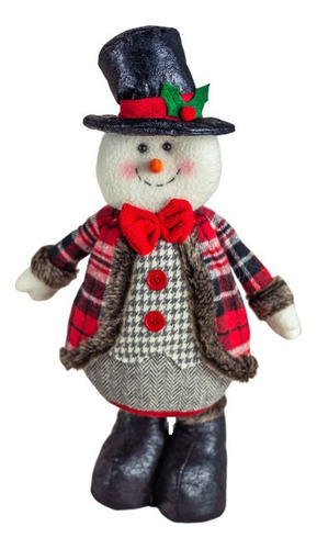 Boneco De Neve Em Pé Enfeite Decoração Natal Natalina 41cm Cor Branco/vermelho Não