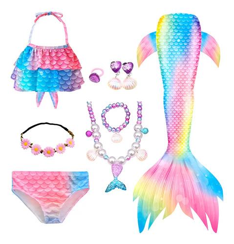 Z Kit Cola De Sirena Con Bikini Monoaleta Infantil