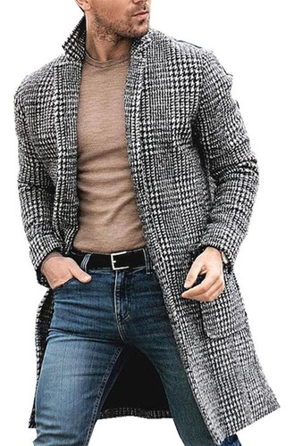 Chaqueta Casual A Cuadros De Longitud Media Para Hombre