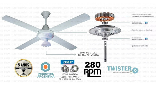 Ventilador De Techo C/ Luz Motor Nacional Garantia 5 Años