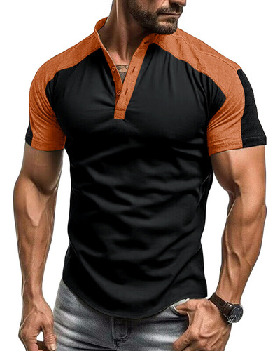 Camiseta Con Cuello Alto Para Exteriores Henley Shirt Fitnes