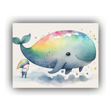 Canvas Ilustraciones Ballenas Colores Vibrantes 60x40cm