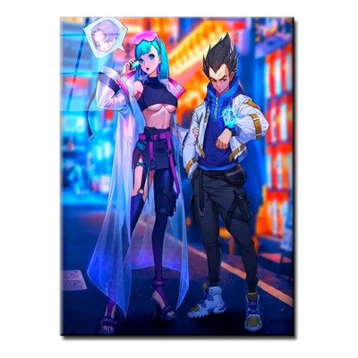 Cuadro Metalico Vegeta Y Bulma Fan Arte Aluminio 40x60cm Vegeta Y Bulma