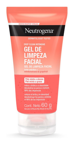 Gel Limpiador Facial Neutrogena Deep Clean Intensive 60gr Momento De Aplicación Día/noche Tipo De Piel Mixta A Piel Grasa