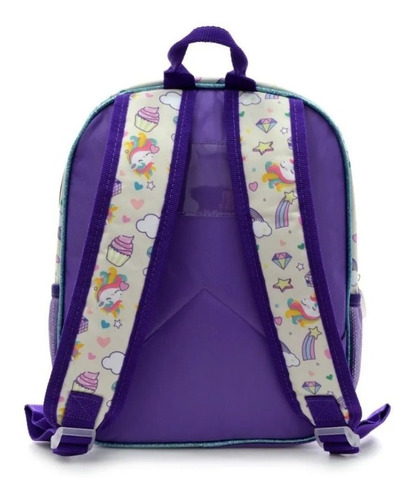 Mochila Escolar Unicornio 12 Jardín Phi Phi Bags Color Violeta