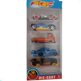 Cartela - Hot Cars De Metal E Ferro C/ 5 Carrinhos Coleção Cor Mod05