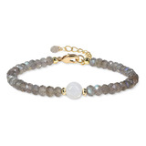 Pulsera Para Mujer Con Cuentas De Piedra Lunar De Labradorit