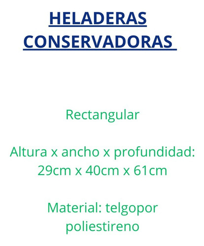 Heladera Conservadora De Telgopor Rectangular