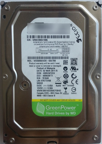 Western Digital Wd5000avds-63u7b0 500gb - 1336 Recuperodatos