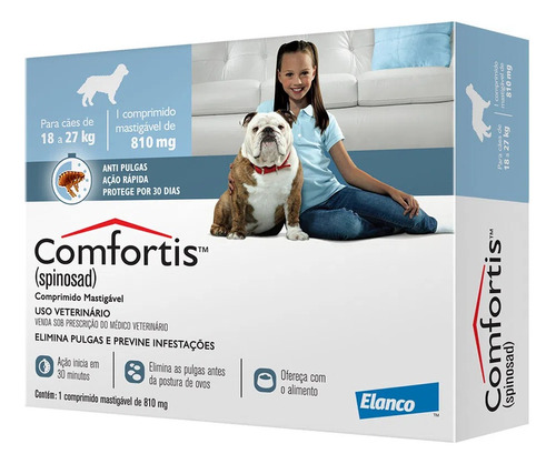 Antipulgas Comfortis Cães 810 Mg (18 A 27 Kg) 1 Comprimido