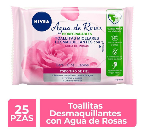 Toallitas Desmaquillantes Nivea Agua De Rosas 25 Piezas