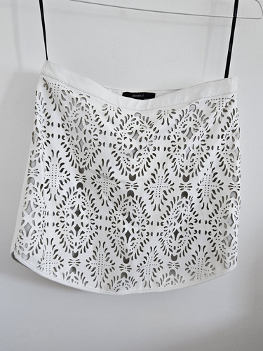 Pollera Falda Cuerina Blanca Calada Forever 21 