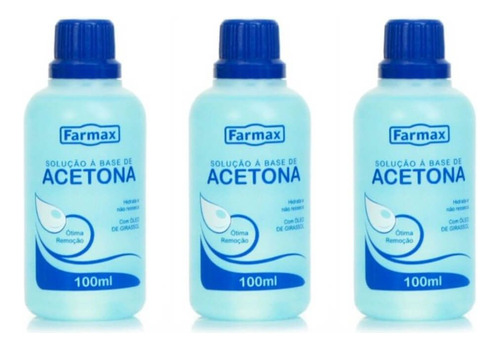 Kit C/03 Farmax Removedor C/ Acetona 100ml