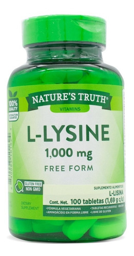 Nt L-lysine 1000 Mg 100 Tabs Sabor Sin Sabor