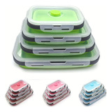 Set Recipientes Porta Comida 4pz Expandibles Siliconados 