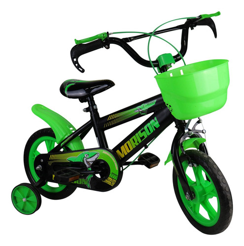 Bicicleta Rodada 12 Color Verde Para Niño, Ruedas De Apoyo. Tamaño Del Cuadro S