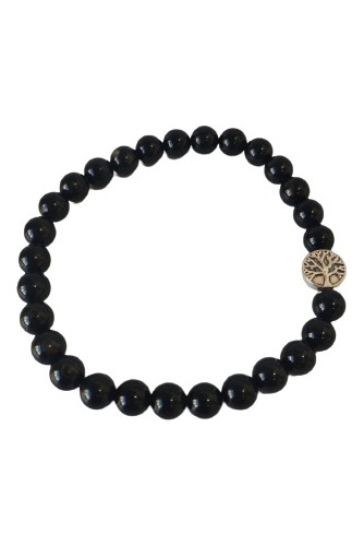 Pulsera De Piedra Natural Turmalina Negra Árbol De La Vida