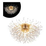 Plafon Flor Dente De Leão Grande 60cm Dourado Lustre De Sala