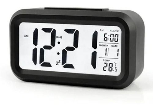Reloj Digital Lcd Led, Despertador, Temperatura, Color Negro