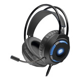 Fone De Ouvido Gamer Com Microfone Oex Headset Kaster Preto Cor Da Luz Azul