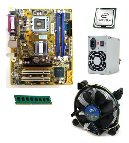 Kit  775 Ddr3 + Core 2 Duo E7500 + Cooler + 4 Gb + Fonte 