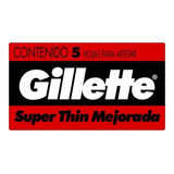 Gillette Super Thin Roja Mejorada Hojas De Afeitar X5 Unid