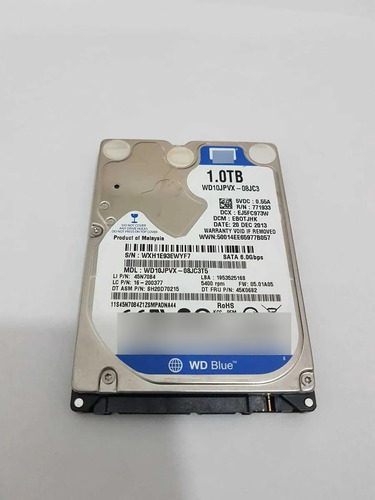 Hd P/ Notebook 1tb Western Digital (usado) Funcionando 100%.