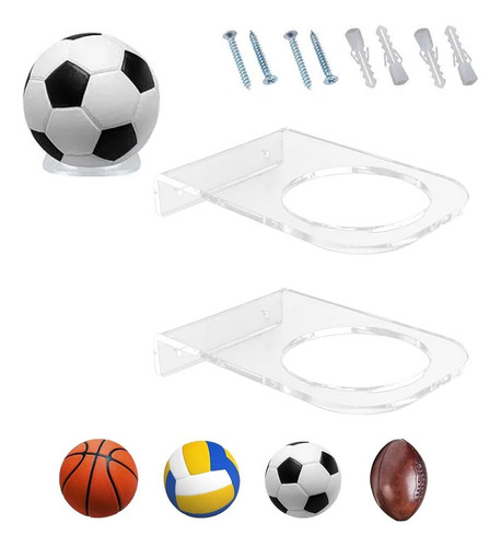 Kit 02 Suporte Parede Bola De Futebol Basquete Voley